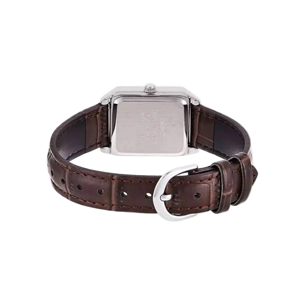 Casio LTP-V007L-7B2UDF White Dial Brown Leather Strap Women's Tank Watch | Casio LTP-V007L-7B2UDF