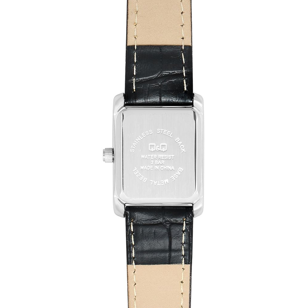 Q&Q C69A-010PY Crisp White Rectangular Dial  Black Leather Women's Watch | Q&Q C69A-010PY