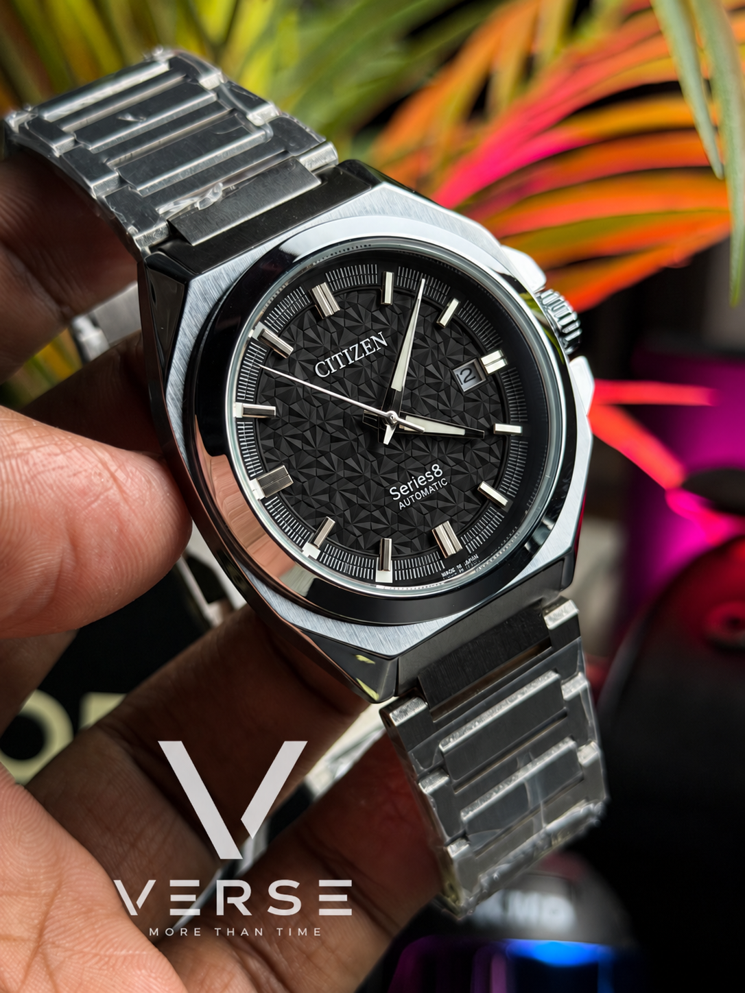 Citizen Series 8 Style Automatic Watch – Black Geometric Dial- (Double A)