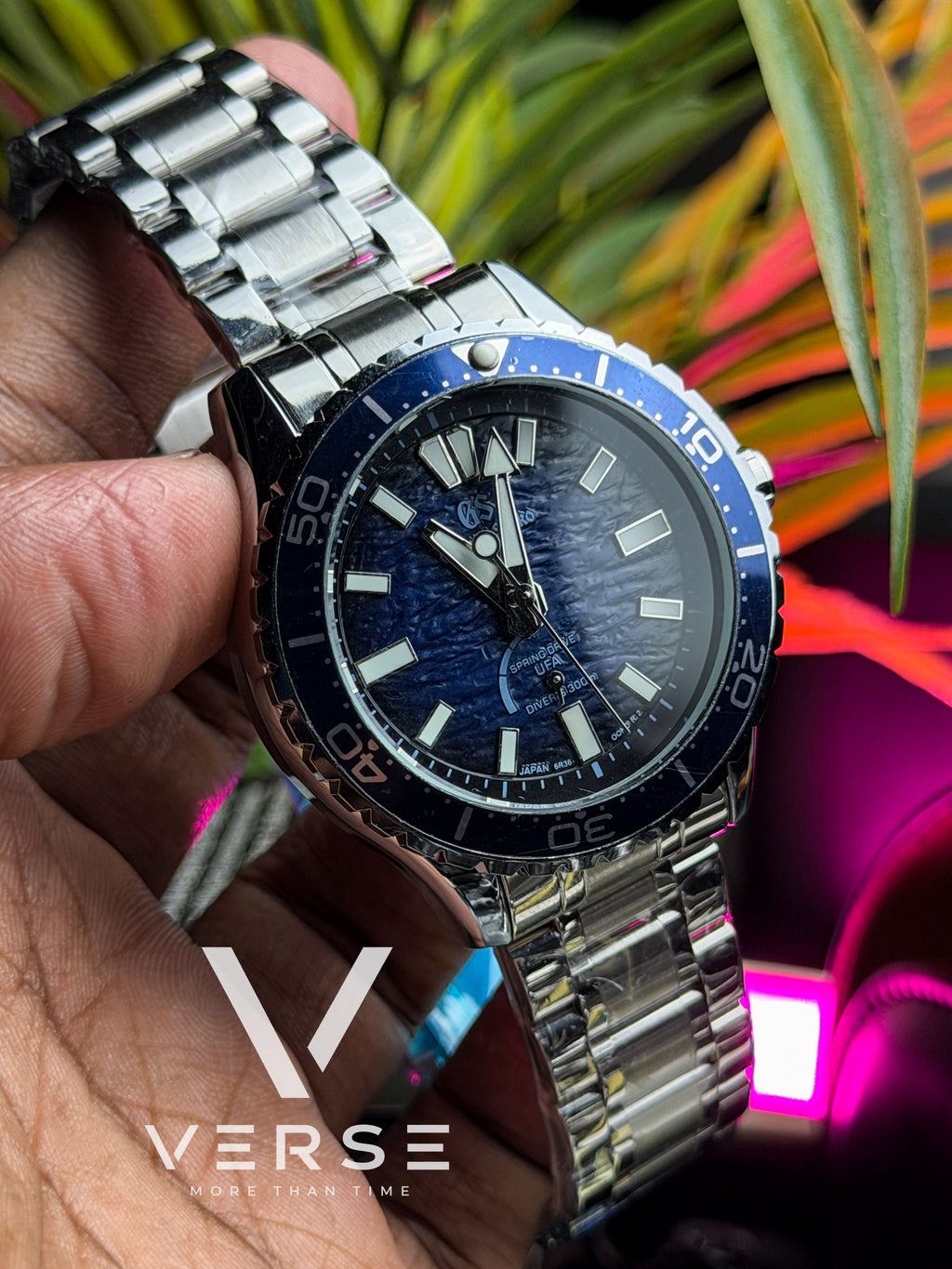 Grand Seiko Ushio Style Automatic Watch – Blue Textured Dial (Double A)