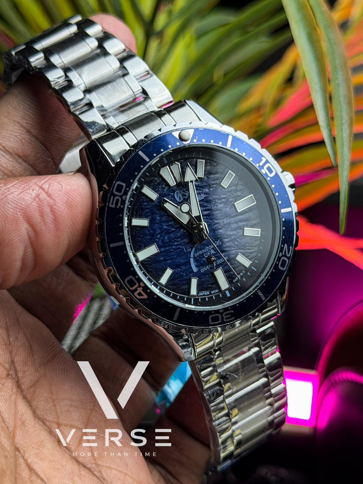 Grand Seiko Ushio Style Automatic Watch – Blue Textured Dial (Double A)