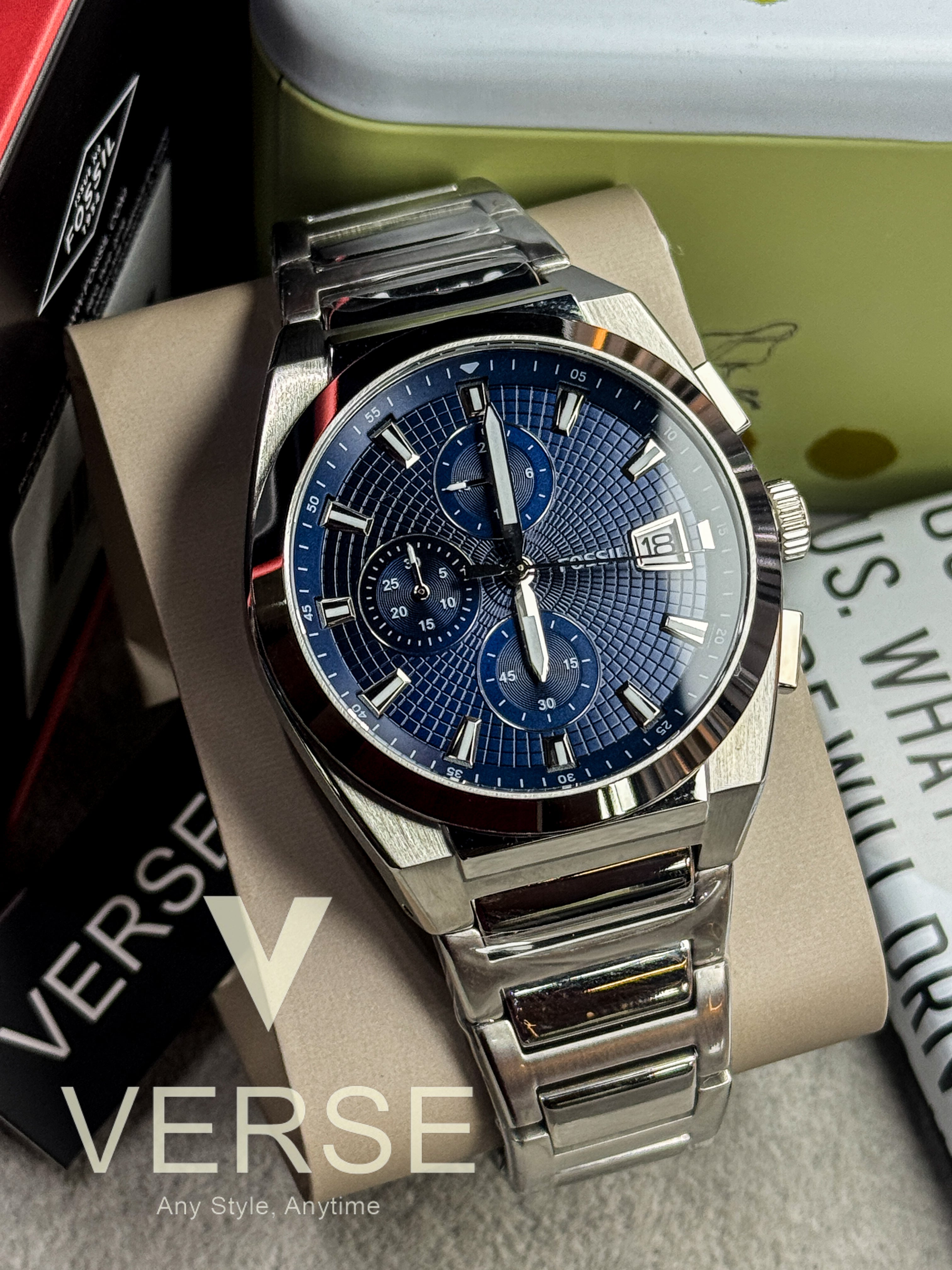 Fossil Neutra Chronograph Blue Dial Stainless Steel Men's Watch | FS5795 - VERSE - 