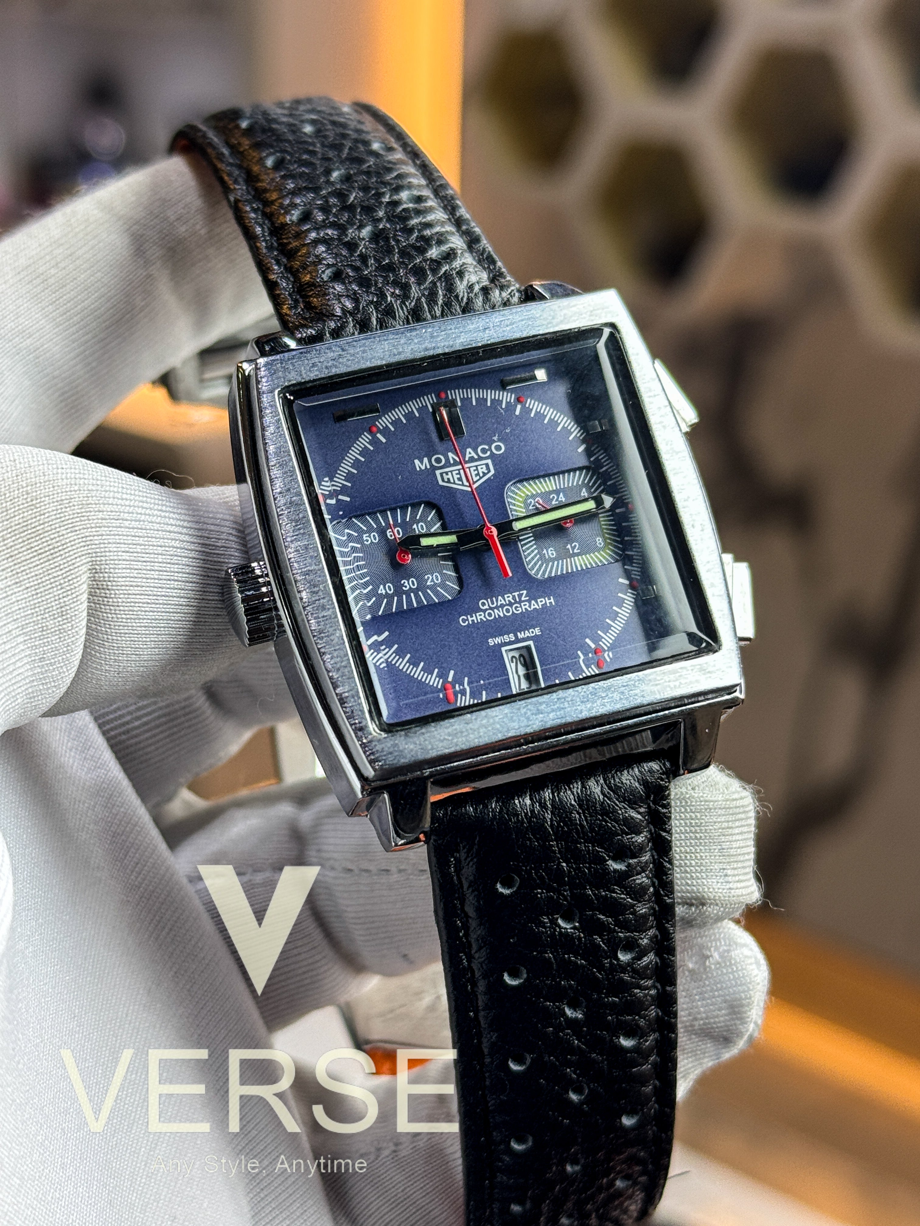 TagHeuer Monaco Chronograph | Blue Dial Black Strap - AA - VERSE - 