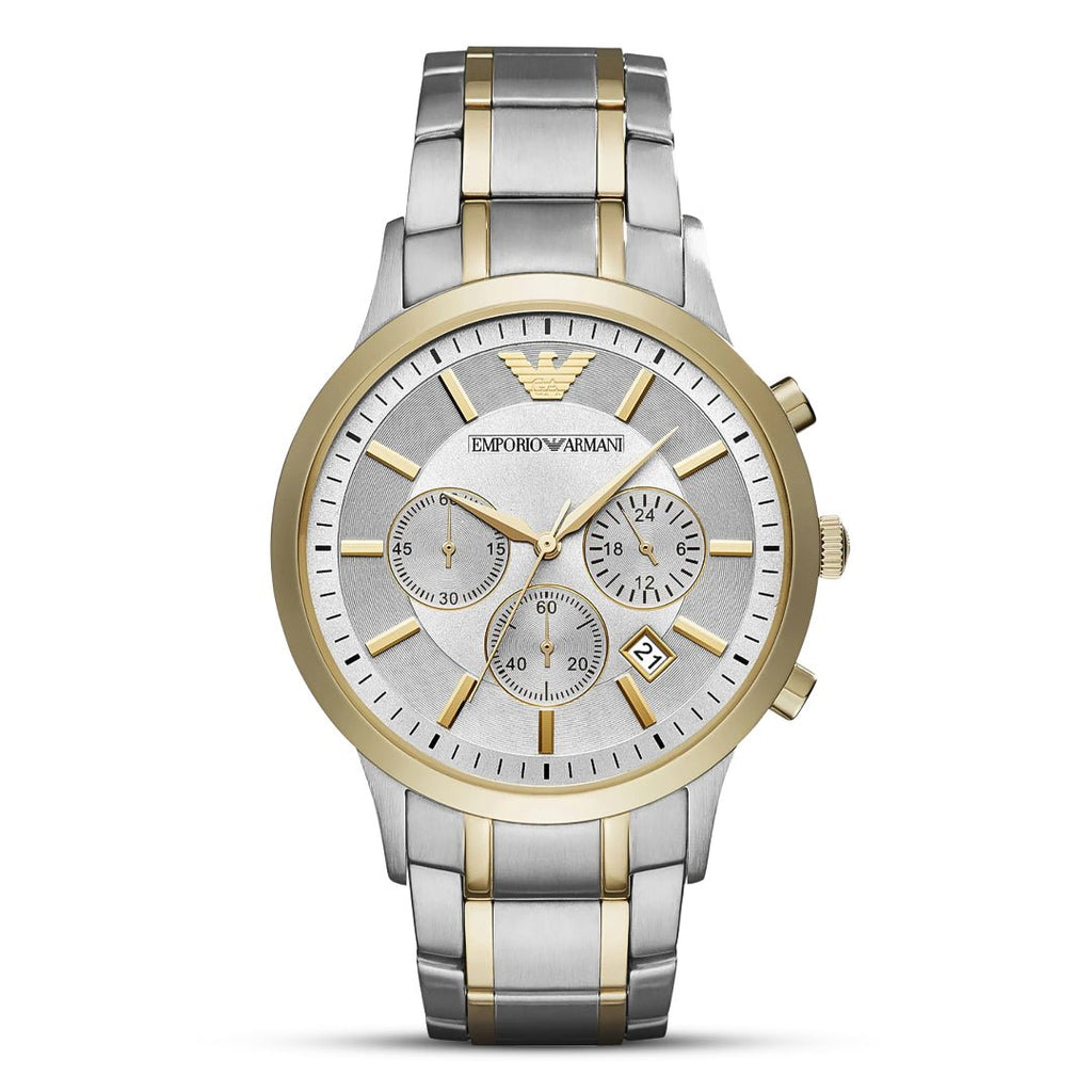 Emporio Armani Renato AR11076 Two-Tone Silver & Yellow-Gold Chronograph Men’s Watch| Emporio Armani Renato AR11076VERSE