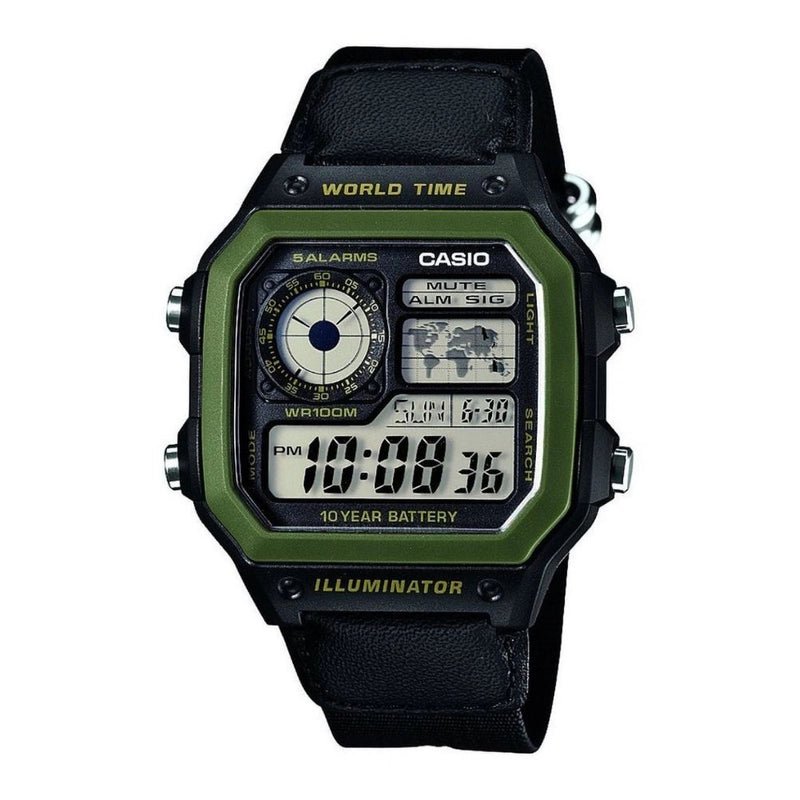 Casio AE - 1200WHB - 1BV “Casio Royale” World Time Digital Watch with Black Nylon Band | Casio AE - 1200WHB - 1BV - VERSE - 