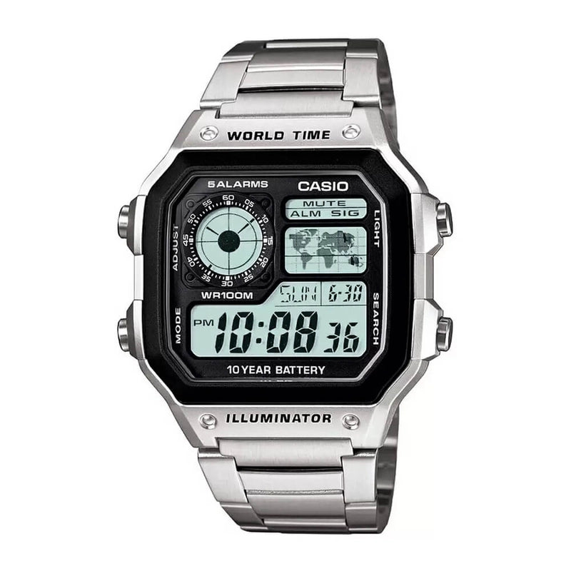 Casio AE-1200WHD-1AVDF “Casio Royale” Youth World Time Stainless Steel Digital Men’s Watch | Casio AE-1200WHD-1AVDFVERSE