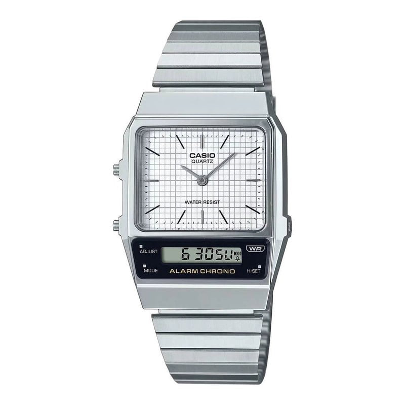 Casio AQ - 800E - 7ADF Vintage Dual Time Analog Digital White Dial Men's Watch | Casio AQ - 800E - 7ADF - VERSE - 