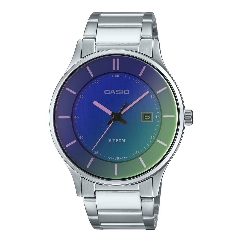 Casio Enticer MTP-E605D-2EVDF blue polarised dial stainless steel men's watch