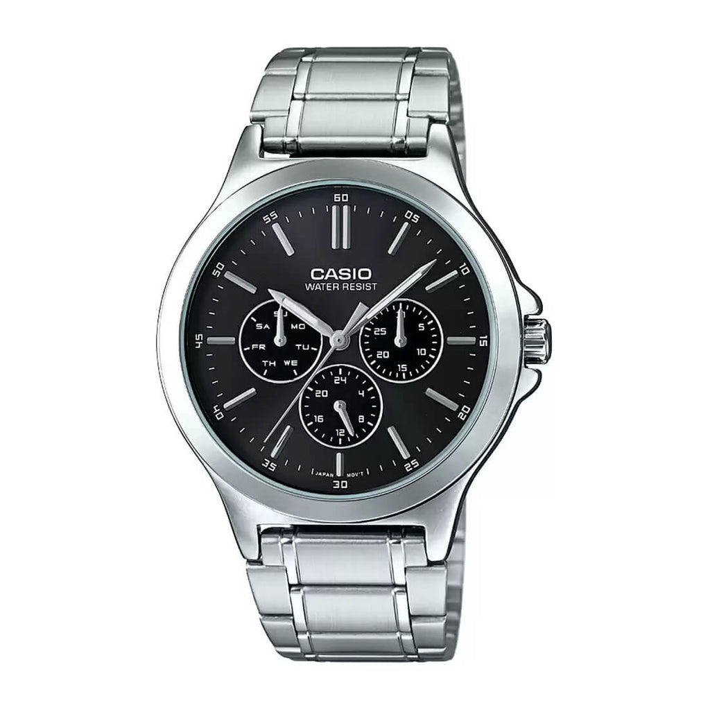 Casio Enticer MTP-V300D-1AUDF Black Dial Stainless Steel Men's Multifunction Watch