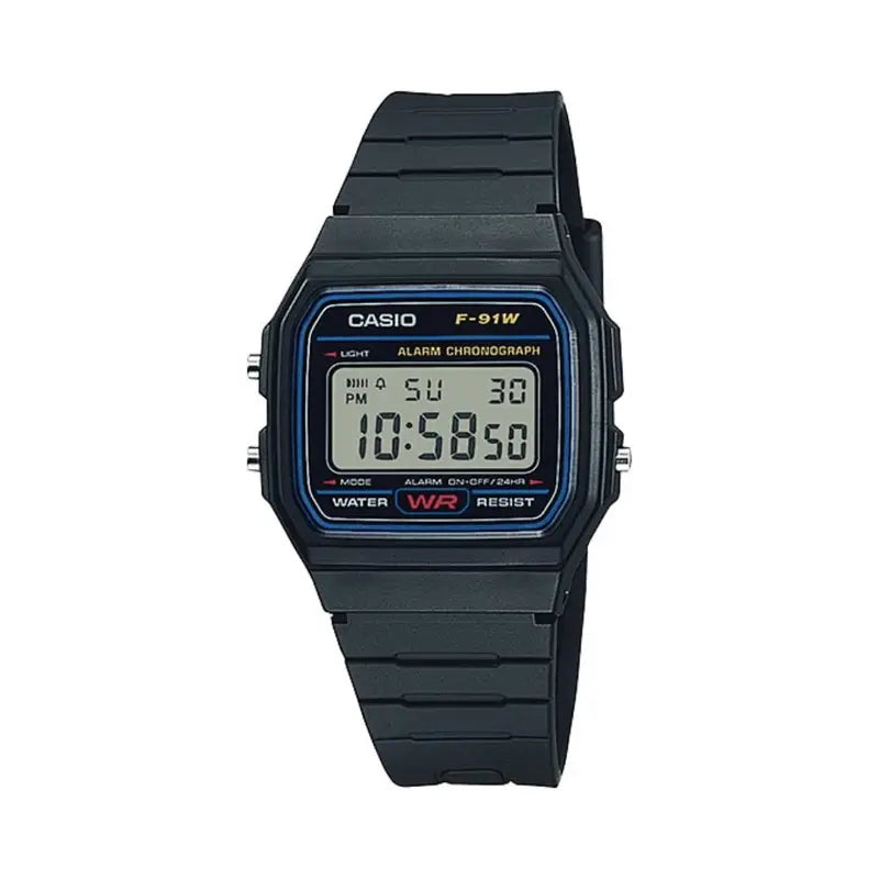 Casio F-91W-1DG black digital dial black resin men's watch