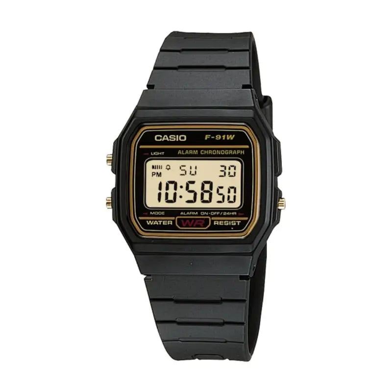 Casio F-91WG-9QDF gold tone digital dial black resin men's watch