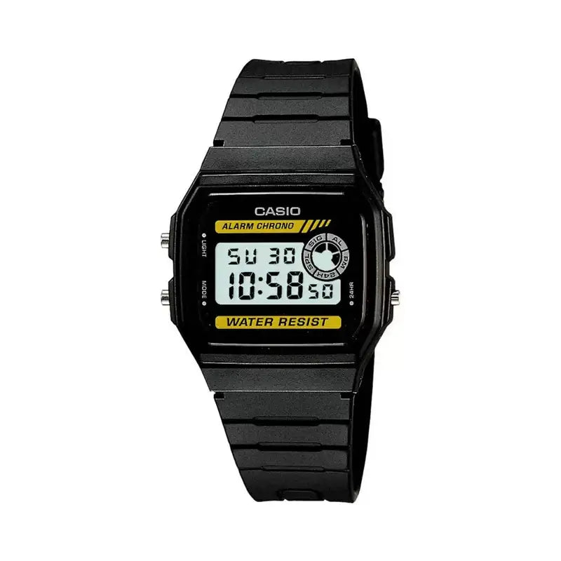 Casio F-94WA-9DG grey-yellow digital dial black resin men's watch