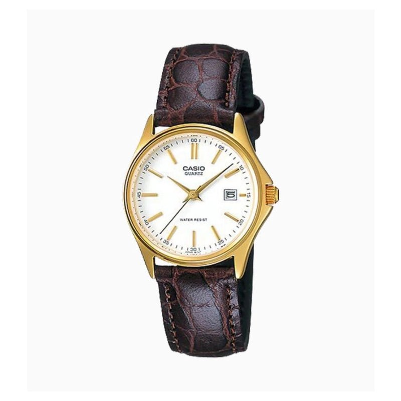 Casio LTP - 1183Q - 7ADF White Dial Women's Gold Tone Leather Watch | Casio LTP - 1183Q - 7ADF - VERSE - 