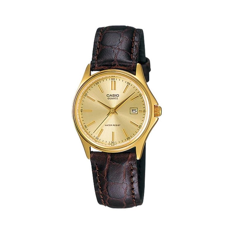 Casio LTP - 1183Q - 9ADF Gold Dial Women's Gold Tone Leather Watch | Casio LTP - 1183Q - 9ADF - VERSE - 