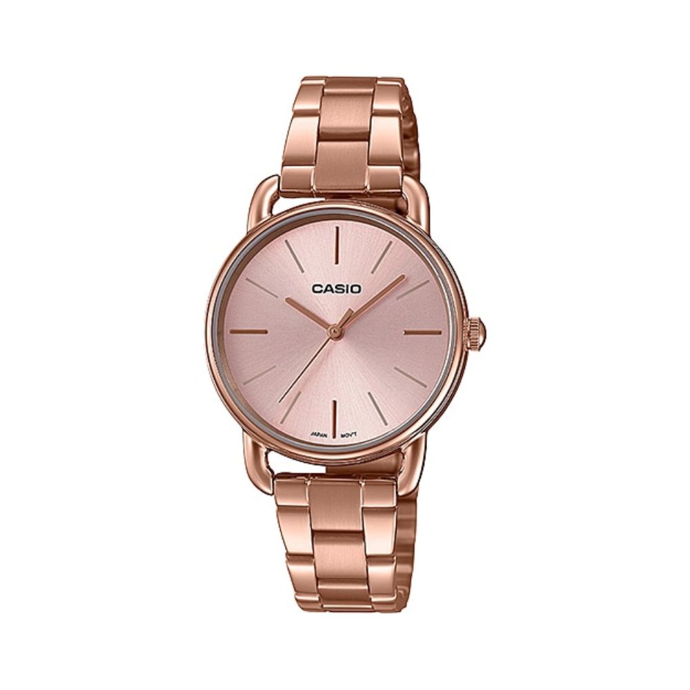 Casio LTP-E412PG-4ADF rose gold dial pink gold ion-plated stainless steel women's watch with spherical mineral glass