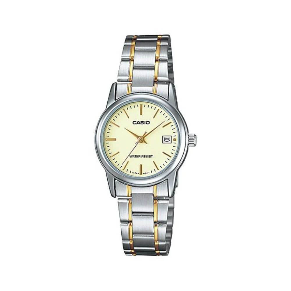 Casio LTP-V002SG-9AUDF champagne gold-tone dial two-tone stainless steel women's date watch