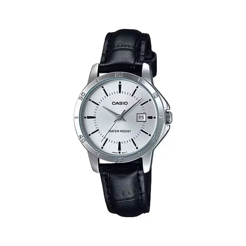 Casio LTP-V004L-7AUDF white dial black leather women’s watch