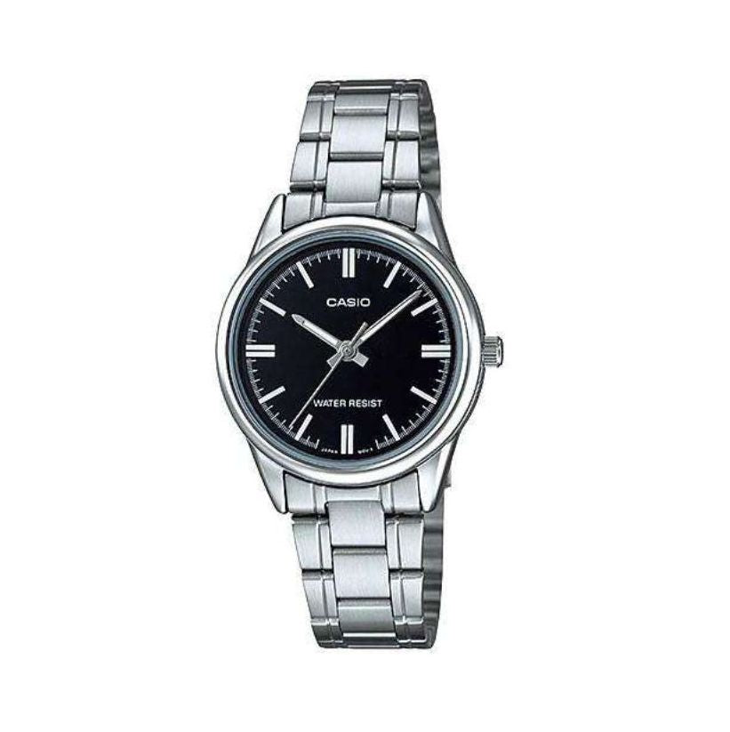 Casio LTP-V005D-1AUDF black dial silver stainless steel women's watch