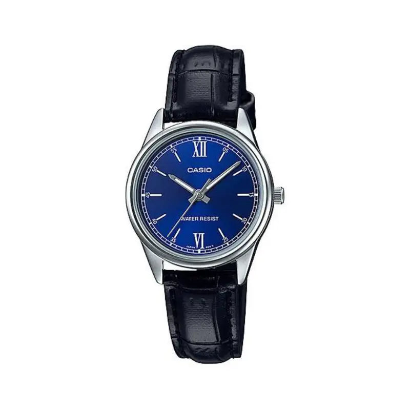 Casio LTP-V005L-2BUDF navy blue dial black leather women’s watch