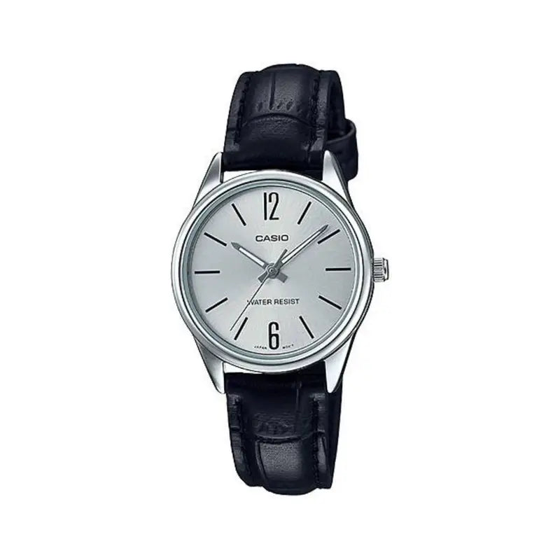 Casio LTP-V005L-7BUDF silver dial black leather women’s watch