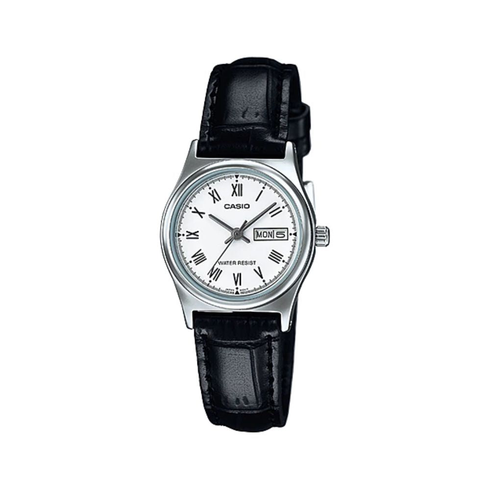 Casio LTP-V006L-7BUDF white dial black leather women's watch
