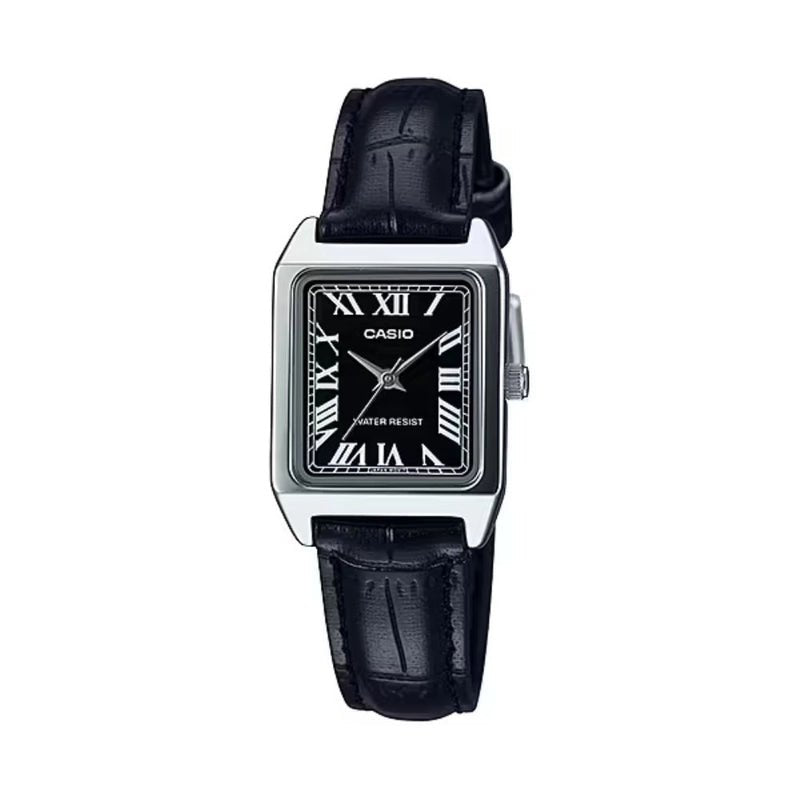 Casio LTP - V007L - 1BUDF Black Dial Women's Leather Strap Tank Watch | Casio LTP - V007L - 1BUDF - VERSE - 