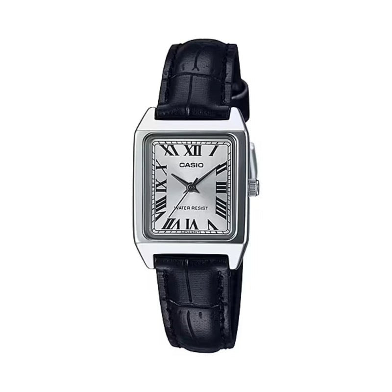 Casio LTP - V007L - 7B1UDF Silver Dial Women's Leather Strap Tank Watch | Casio LTP - V007L - 7B1UDF - VERSE - 