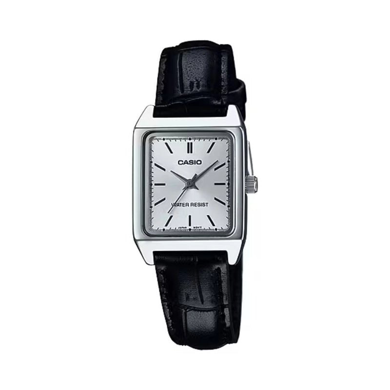 Casio LTP - V007L - 7E1UDF Silver Dial Women's Leather Strap Tank Watch | Casio LTP - V007L - 7E1UDF - VERSE - 