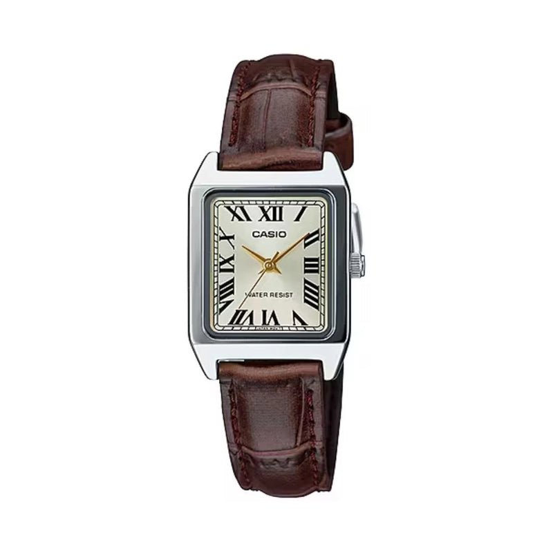 Casio LTP - V007L - 9BUDF Champagne Dial Women's Leather Strap Tank Watch | Casio LTP - V007L - 9BUDF - VERSE - 