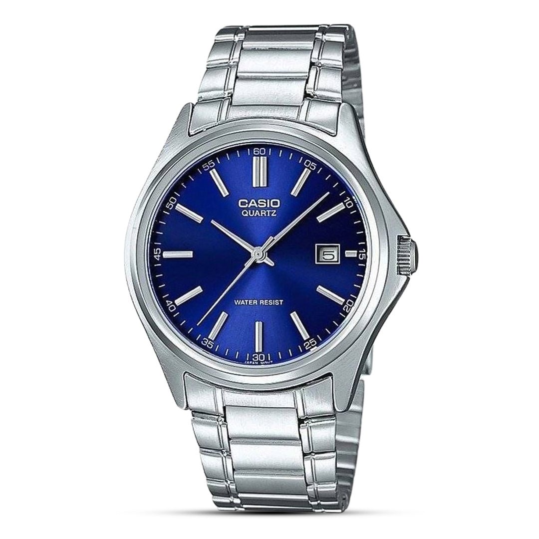 Casio MTP - 1183A - 2ADF Men’s Silver Stainless Steel Watch with Blue Dial| Casio MTP - 1183A - 2ADF - VERSE - 