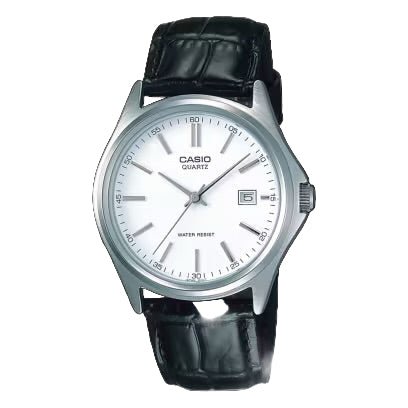 Casio MTP - 1183E - 7A Men’s Black Leather Watch with White Dial| Casio MTP - 1183E - 7A - VERSE - 