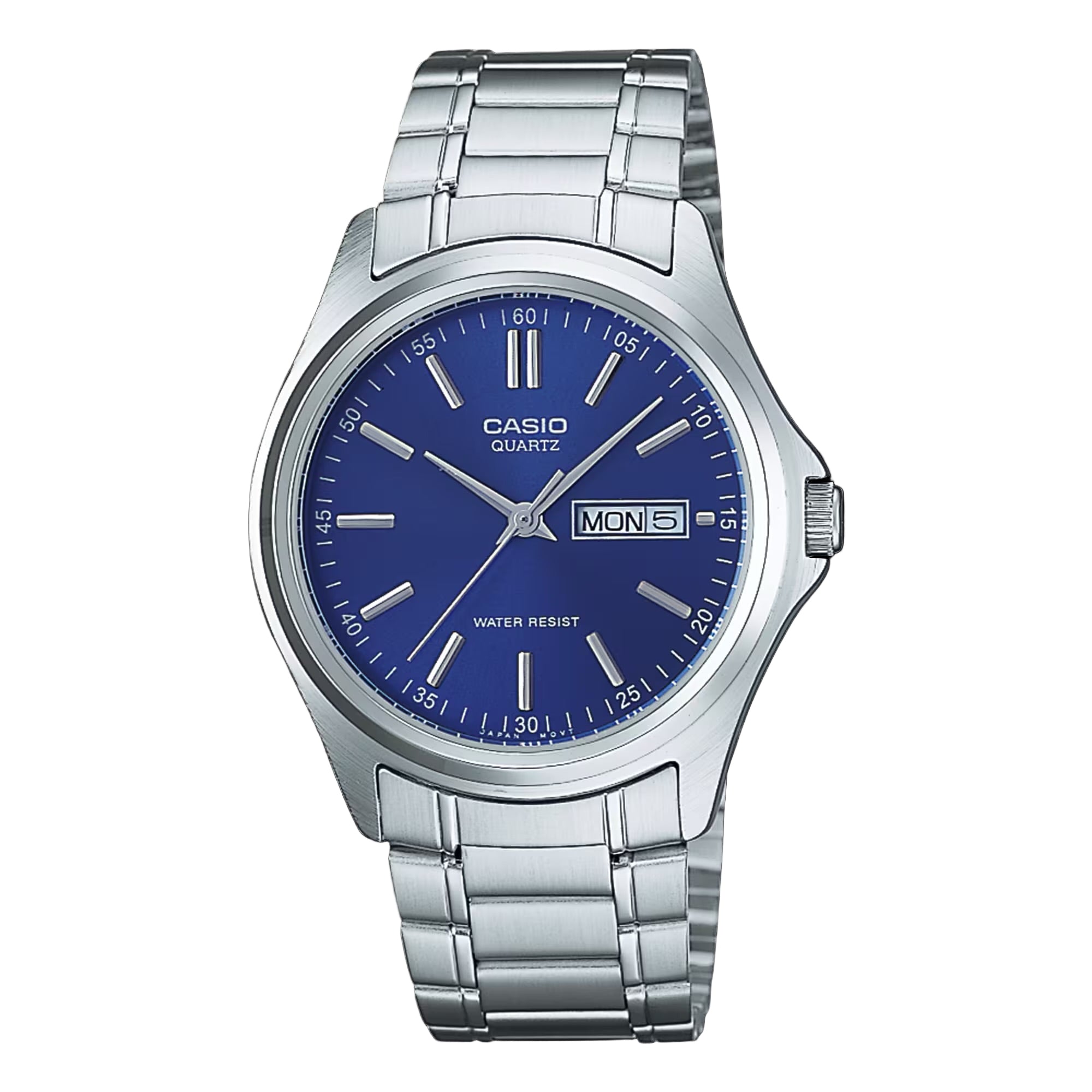 Casio MTP - 1239D - 2A2 Men’s Silver Stainless Steel Watch with Blue Dial| Casio MTP - 1239D - 2A2 - VERSE - 