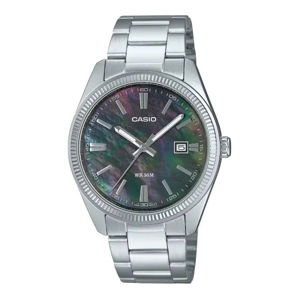 Casio MTP - 1302DS - 1AVDF Black Mother of Pearl Dial Stainless Steel Men's Watch | Casio MTP - 1302DS - 1AVDF - VERSE - 