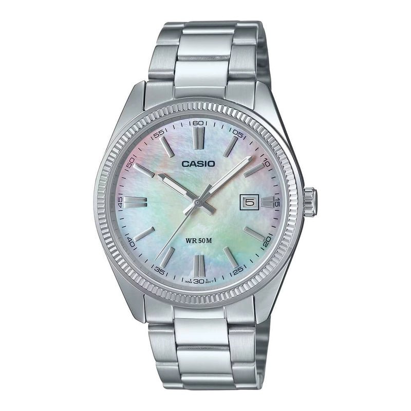 Casio MTP - 1302DS - 7AVDF White Mother of Pearl Dial Stainless Steel Men's Watch | Casio MTP - 1302DS - 7AVDF - VERSE - 