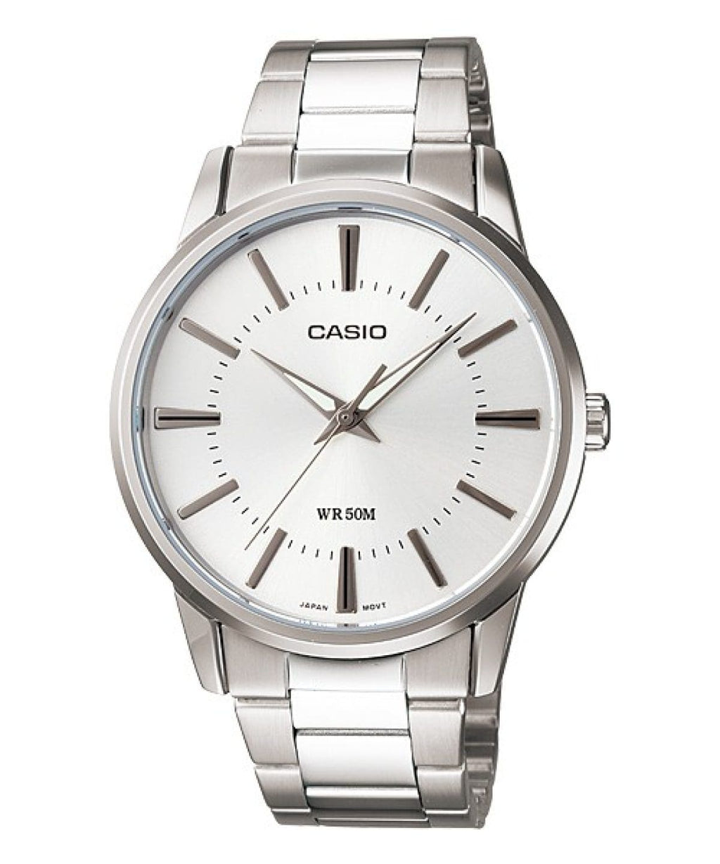 Casio MTP - 1303D - 7AVDF Men’s Silver Stainless Steel Watch with White Dial| Casio MTP - 1303D - 7AVDF - VERSE - 
