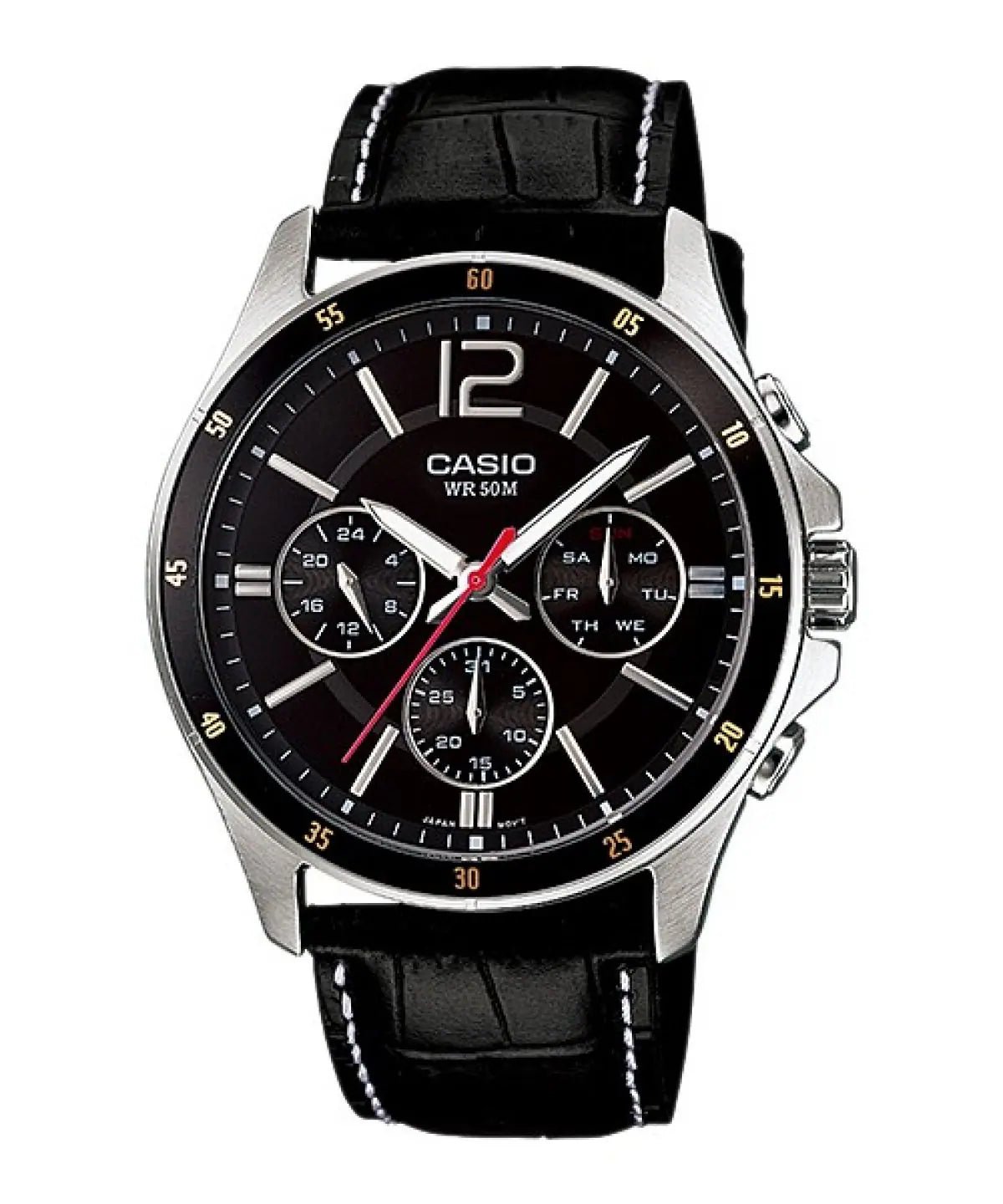 Casio MTP - 1374L - 1AVDF Men’s Black Dial & Black Leather Strap| Casio MTP - 1374L - 1AVDF - VERSE - 