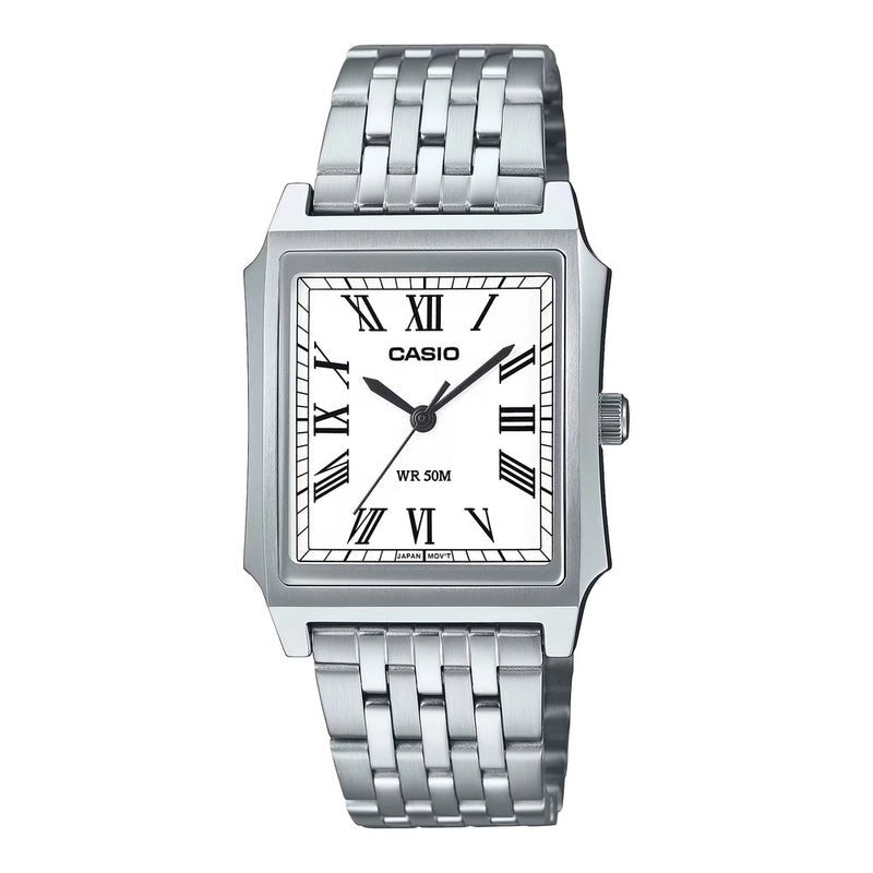 Casio MTP - B190D - 7BVDF White Dial Men's Stainless Steel Tank Watch | Casio MTP - B190D - 7BVDF - VERSE - 