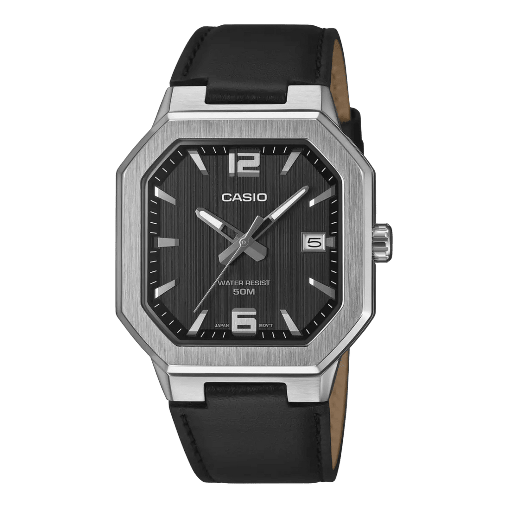 Casio MTP - B195L - 1AV Black Dial Men's Leather Strap Watch | Casio MTP - B195L - 1AV - VERSE - 