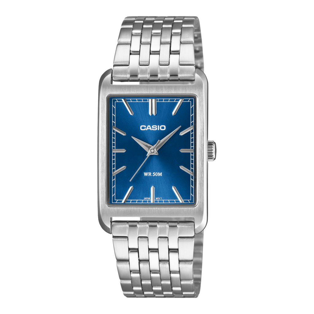 Casio MTP-B215D-2AVDF Blue Sunray Dial Stainless Steel Men's Tank Watch