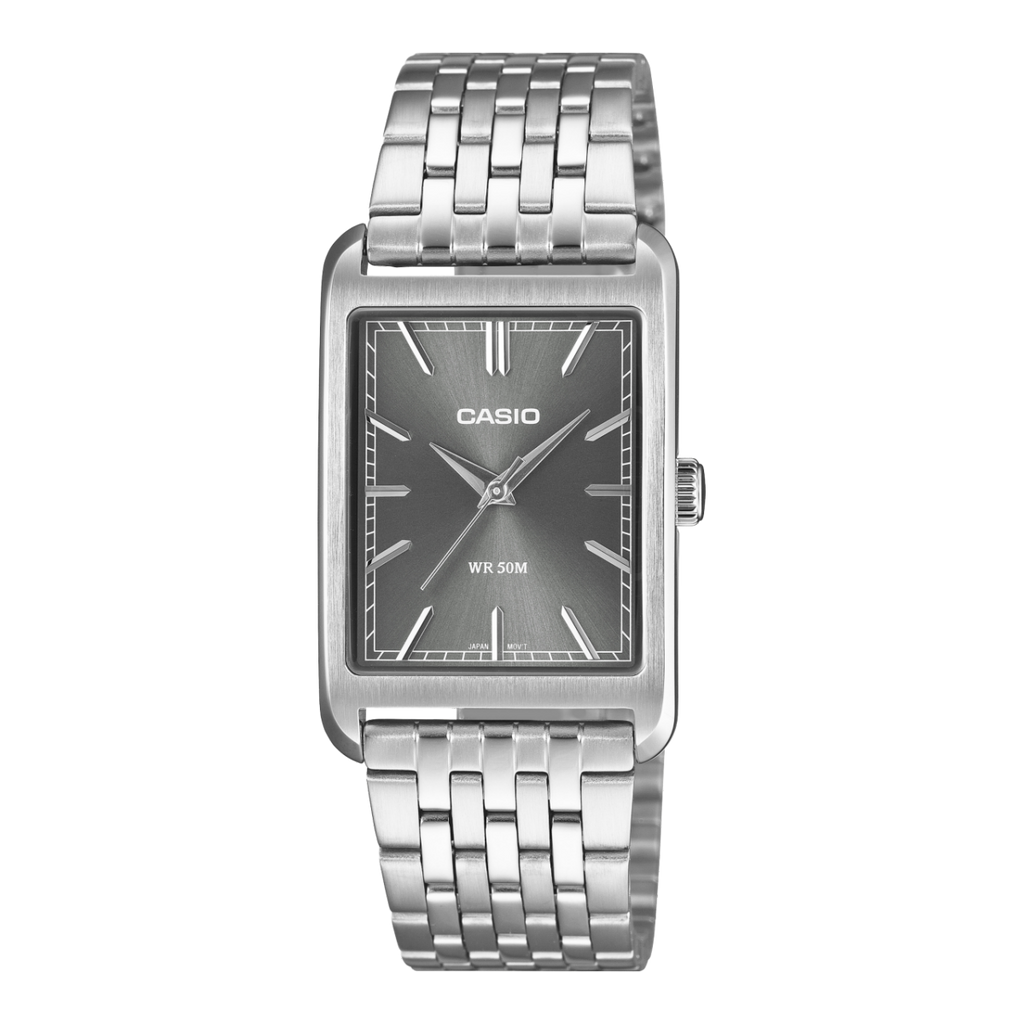 Casio MTP-B215D-8AVDF Dark Anthracite Grey Sunray Dial Stainless Steel Men's Tank Watch