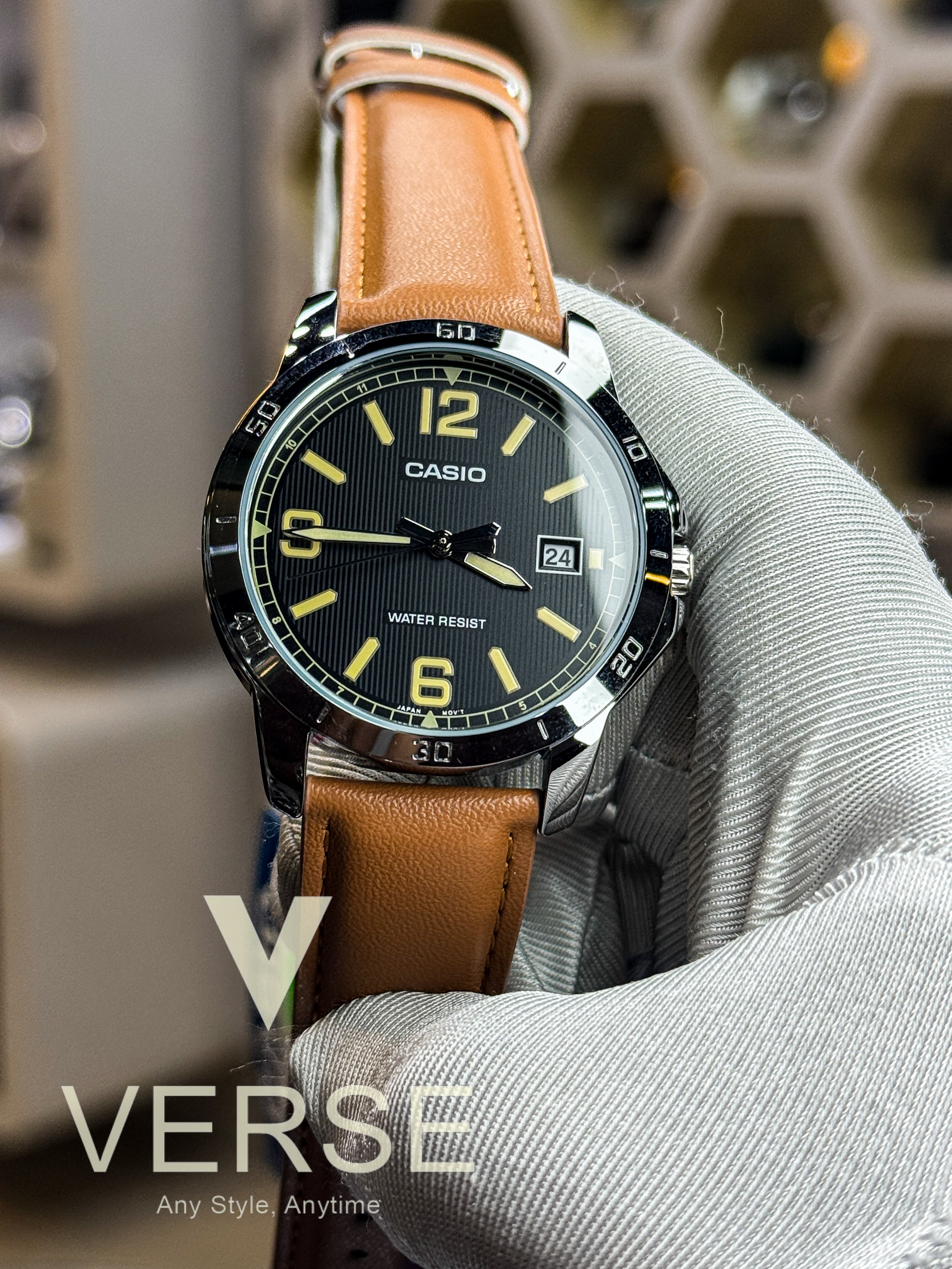 Casio MTP - V004L - 1B2 Men’s Yellow Leather Watch with White Dial | MTP - V004L - 1B2 - VERSE - 