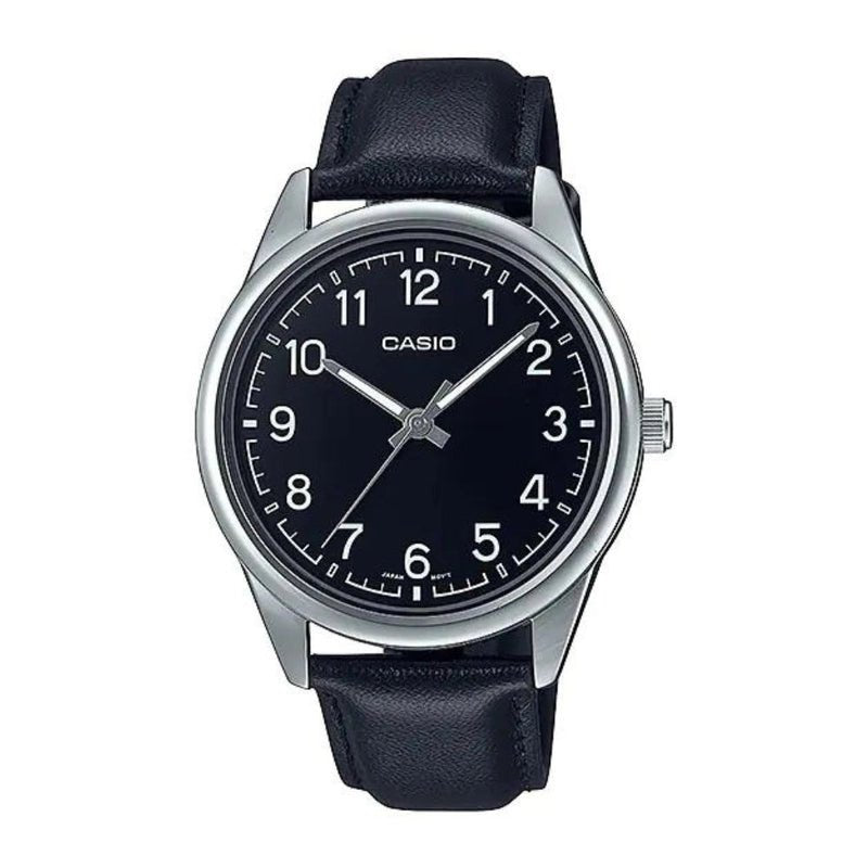 Casio MTP - V005L - 1B4UDF Black Dial Men’s Leather Strap Watch | Casio MTP - V005L - 1B4UDF - VERSE - 
