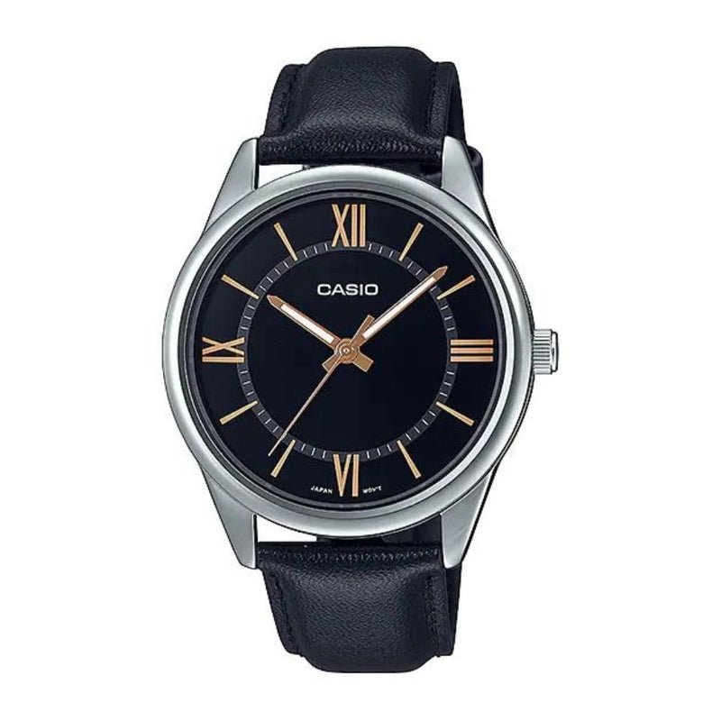 Casio MTP - V005L - 1B5UDF Black Dial Leather Strap Men's Watch | Casio MTP - V005L - 1B5UDF - VERSE - 