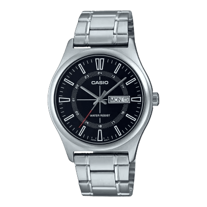 Casio MTP - V006D - 1CUDF Men’s Silver Stainless Steel Watch with Black Dial| Casio MTP - V006D - 1CUDF - VERSE - 