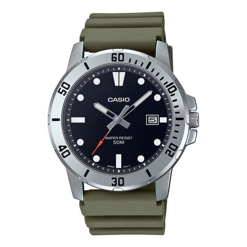 Casio MTP - VD01 - 3EVUDF Black Dial Olive Green Strap Men's Watch | Casio MTP - VD01 - 3EVUDF - VERSE - 