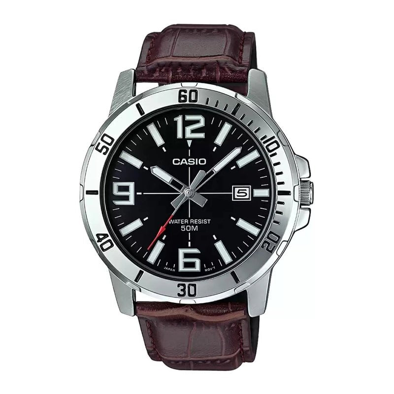 Casio MTP - VD01L - 1BVUDF Black Dial Brown Leather Men's Watch | Casio MTP - VD01L - 1BVUDF - VERSE - 