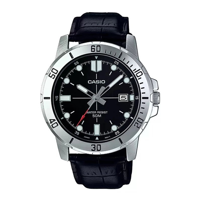 Casio MTP - VD01L - 1EVUDF Black Dial Black Leather Men's Watch | Casio MTP - VD01L - 1EVUDF - VERSE - 