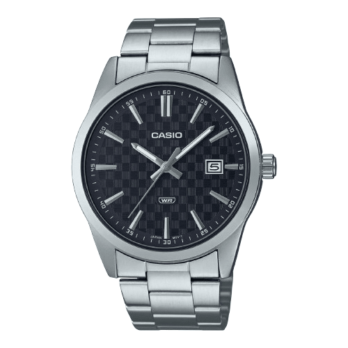 Casio MTP - VD03D - 1AUDF Men’s Silver Stainless Steel Watch with Black Dial| Casio MTP - VD03D - 1AUDF - VERSE - 