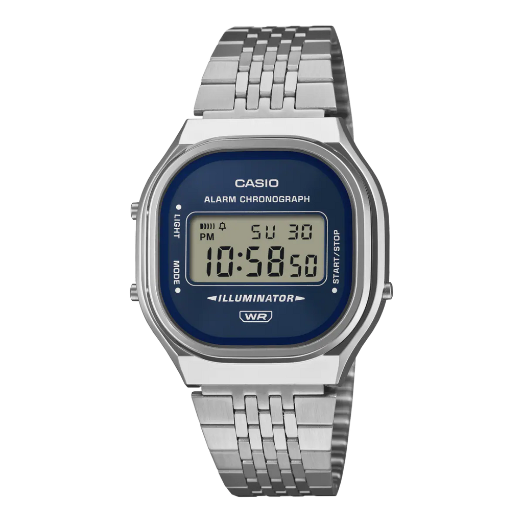 Casio Vintage A140WE-2A digital navy blue dial stainless steel unisex watch