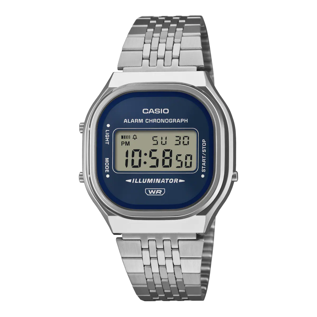 Casio Vintage A140WE-2A digital navy blue dial stainless steel unisex watch